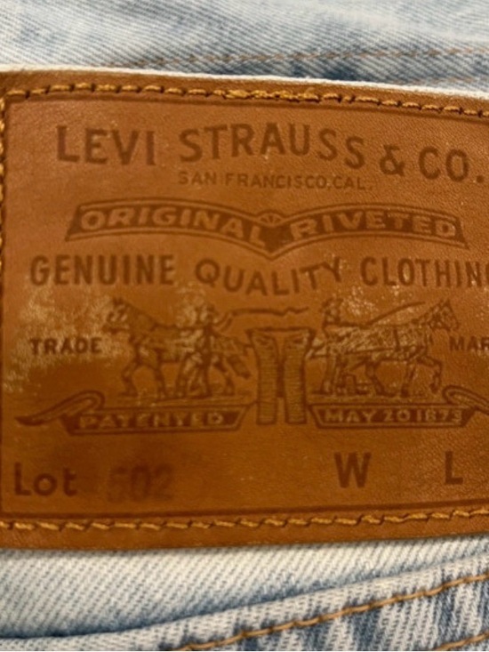 Levis Strauss Other - Levi Strauss 502 Regular Tapered Fit Denim Jeans with Leather Patch Size W34 L30
